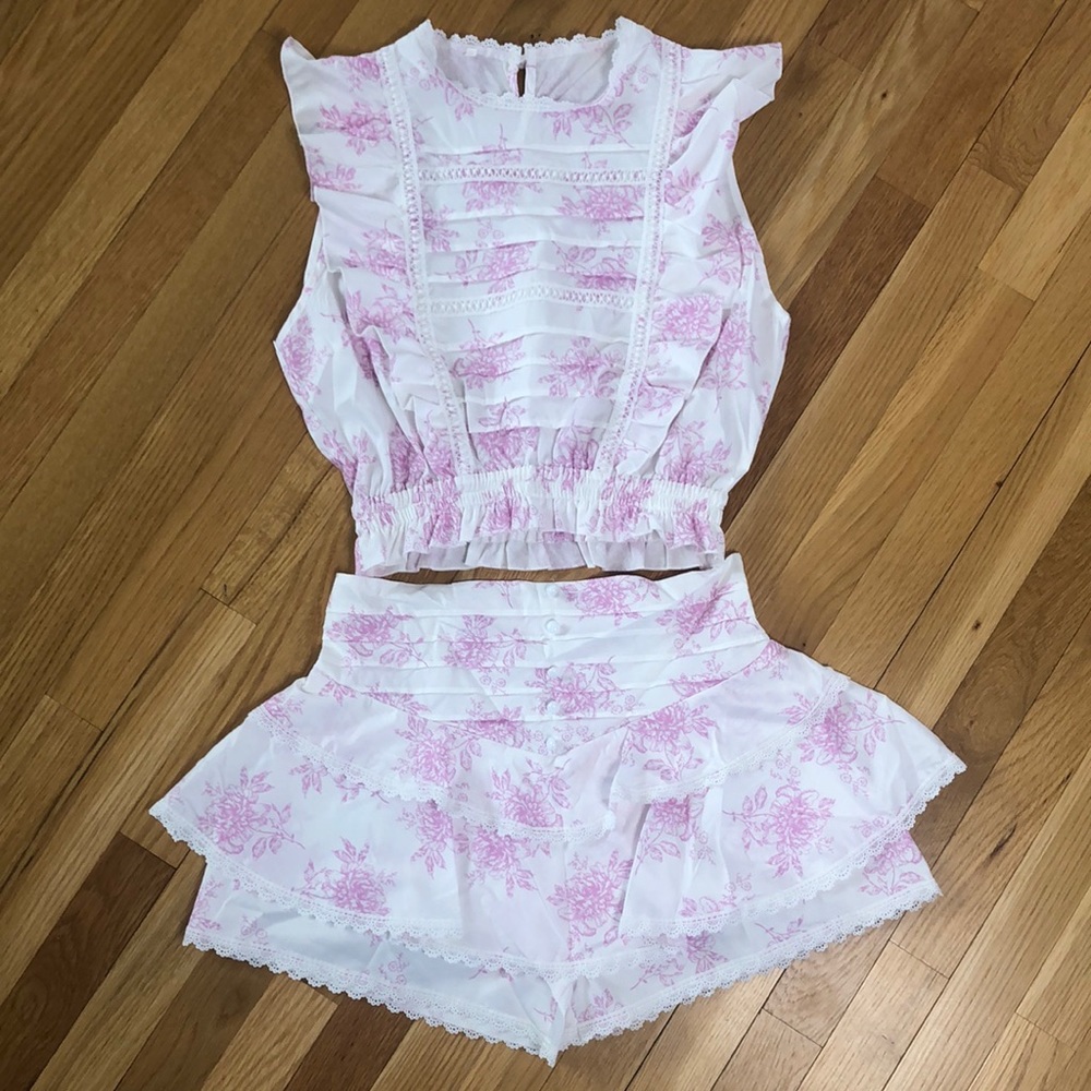 Loveshackfancy dupe 2 piece top and skort/skirt size large